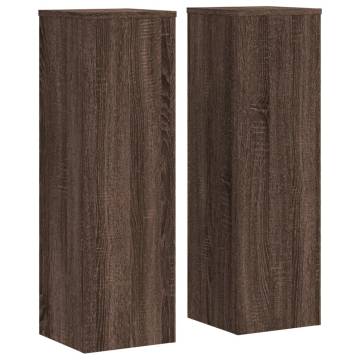 Double Plant Stand - Brown Oak - 25x25x80 cm - Durable Wood