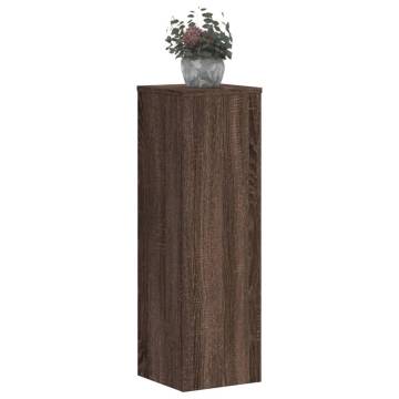 Double Plant Stand - Brown Oak - 25x25x80 cm - Durable Wood