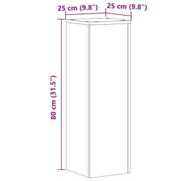 Double Plant Stand - Brown Oak - 25x25x80 cm - Durable Wood