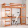  Loft Bed Frame with Desk Wax Brown 80x200 cm Solid Wood Pine Colour wax brown Size 80 x 200 cm 