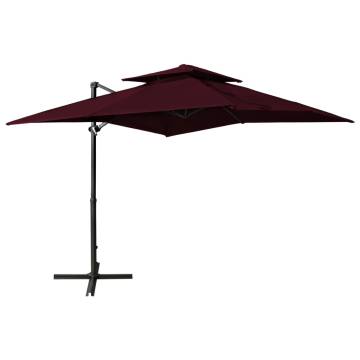 Cantilever Umbrella 250x250 cm Bordeaux Red - UV Protection