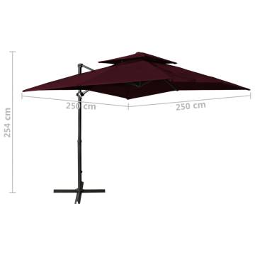 Cantilever Umbrella 250x250 cm Bordeaux Red - UV Protection