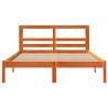 Solid Wood Bed Frame with Headboard - Wax Brown 140x200 cm