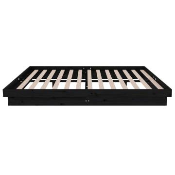 Black Solid Wood Bed Frame 135x190 cm Double - HipoMarket