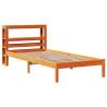 Solid Wood Pine Bed Frame with Headboard - Wax Brown 90x200 cm