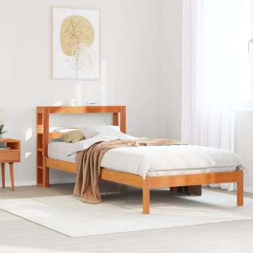 Solid Wood Pine Bed Frame with Headboard - Wax Brown 90x200 cm