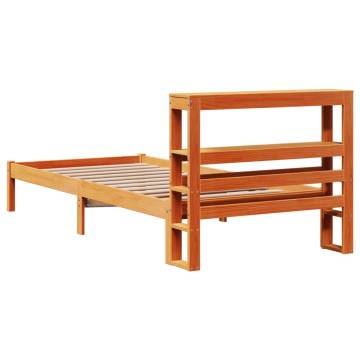 Solid Wood Pine Bed Frame with Headboard - Wax Brown 90x200 cm