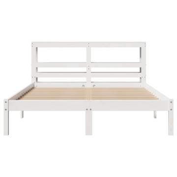 Stylish White Bed Frame with Headboard - 120x200 cm Solid Pine