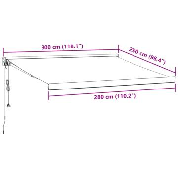 Retractable Awning Anthracite & White 3x2.5m - HipoMarket