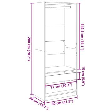 Wardrobe White 80x50x200 cm - Durable Engineered Wood