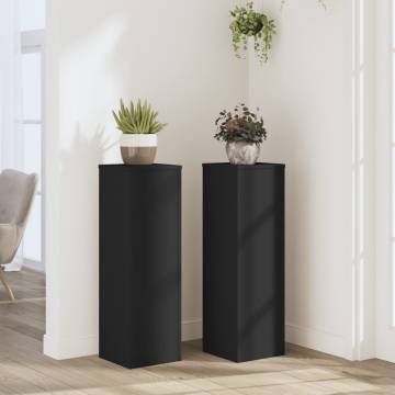 Plant Stand 2pcs Black 25x25x80 cm Engineered Wood - HipoMarket