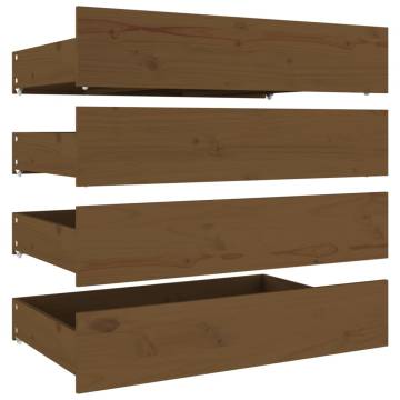 4 PCS Honey Brown Solid Wood Pine Bed Drawers - HipoMarket