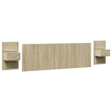 Stylish Sonoma Oak Bed Headboard with Cabinets - Hipomarket UK