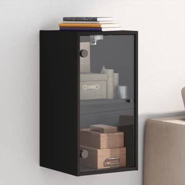 Elegant Wall Cabinet with Glass Doors - Black 35x37x68.5 cm