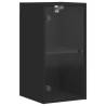 Elegant Wall Cabinet with Glass Doors - Black 35x37x68.5 cm