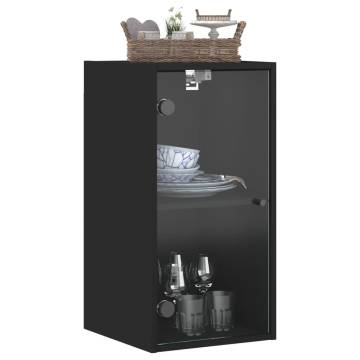 Elegant Wall Cabinet with Glass Doors - Black 35x37x68.5 cm