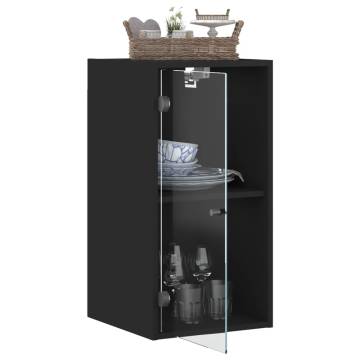 Elegant Wall Cabinet with Glass Doors - Black 35x37x68.5 cm