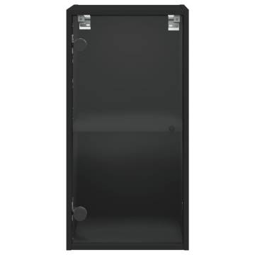 Elegant Wall Cabinet with Glass Doors - Black 35x37x68.5 cm