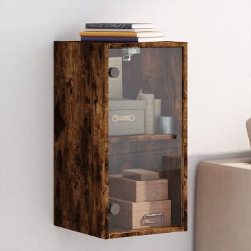 Elegant Wall Cabinet with Glass Doors - Smoked Oak 35x37x68.5cm