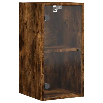 Elegant Wall Cabinet with Glass Doors - Smoked Oak 35x37x68.5cm