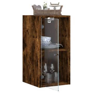 Elegant Wall Cabinet with Glass Doors - Smoked Oak 35x37x68.5cm