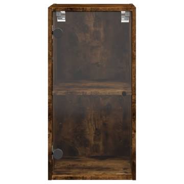 Elegant Wall Cabinet with Glass Doors - Smoked Oak 35x37x68.5cm