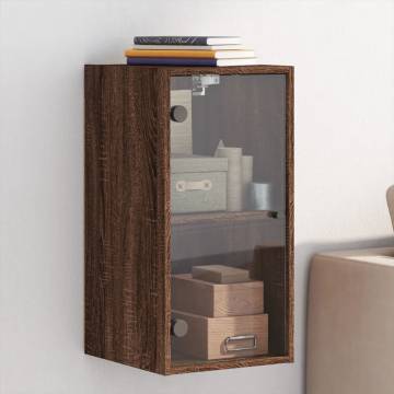 Wall Cabinet with Glass Doors Brown Oak - Stylish Storage Solution