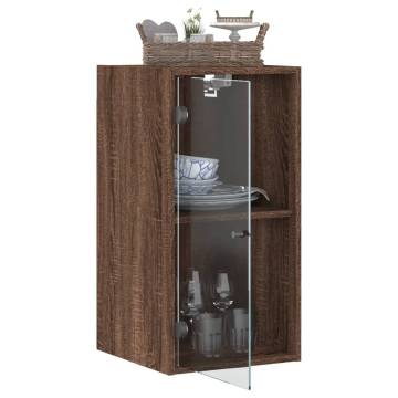 Wall Cabinet with Glass Doors Brown Oak - Stylish Storage Solution