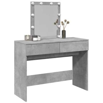 Dressing Table with LED - Concrete Grey 100x40x130 cm