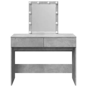 Dressing Table with LED - Concrete Grey 100x40x130 cm