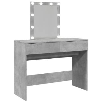 Dressing Table with LED - Concrete Grey 100x40x130 cm