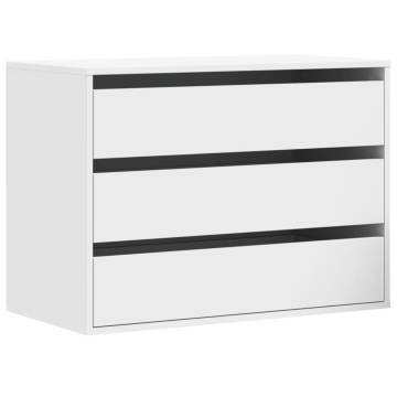 Corner Chest of Drawers - White Engineered Wood 80x41x58 cm