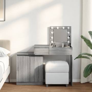 Dressing Table with LED - Grey Sonoma 115x37x110.5 cm