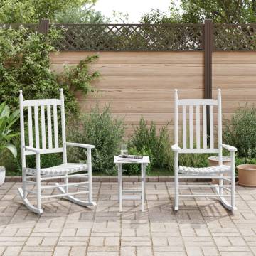 Rocking Chairs Set with Foldable Table - Durable White Poplar