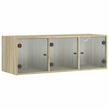 Wall Cabinet with Glass Doors - Sonoma Oak - 102x37x35 cm