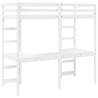 Loft Bed Frame with Desk - White Pine 90x200 cm | HipoMarket