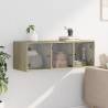 Wall Cabinet with Glass Doors - Sonoma Oak - 102x37x35 cm