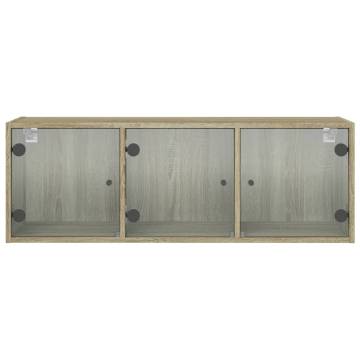 Wall Cabinet with Glass Doors - Sonoma Oak - 102x37x35 cm