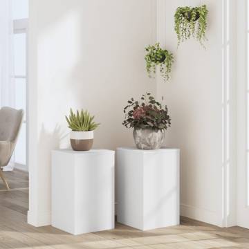 White Plant Stands - 2 pcs | Durable Engineered Wood