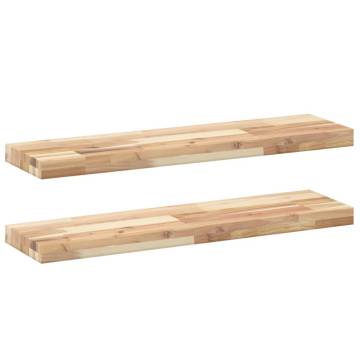 Floating Shelves 2 pcs Untreated Solid Wood Acacia - HipoMarket