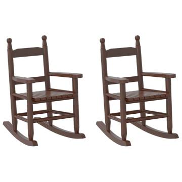 Children's Rocking Chairs - 2 pcs Brown Solid Poplar Wood