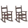 Children's Rocking Chairs - 2 pcs Brown Solid Poplar Wood