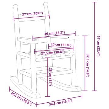 Children's Rocking Chairs - 2 pcs Brown Solid Poplar Wood