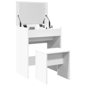 Stylish White Dressing Table & Stool | 60x40x113.5 cm