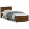 Bed Frame with Headboard and LED Lights Brown Oak 75x190 cm Small Single Colour brown oak Size 75 x 190 cm 