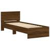 Brown Oak Bed Frame with LED Lights - Small Single 75x190 cm