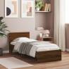 Brown Oak Bed Frame with LED Lights - Small Single 75x190 cm