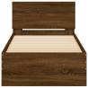 Brown Oak Bed Frame with LED Lights - Small Single 75x190 cm