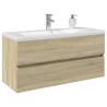  2 Piece Bathroom Furniture Set Ceramic and Engineered Wood Colour sonoma oak Size 100 x 38.5 x 45 cm Model without faucet Number of 1 