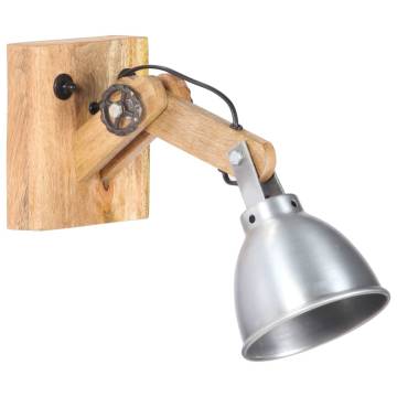 Wall Lamp E27 Silver - Solid Mango Wood & Iron | HipoMarket